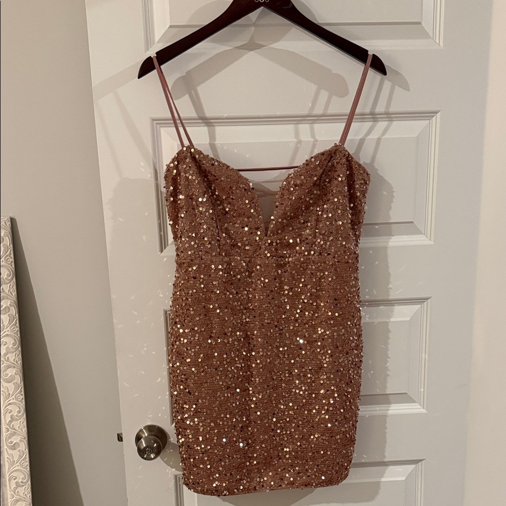 Sparkling Sequin Mini Dress BodyCon Blush Pink